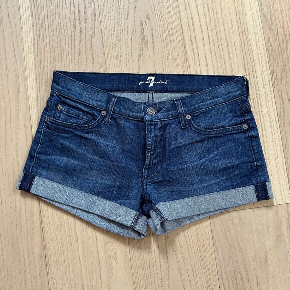 7ForAllMankind Cuffed Denim Shorts, Size 27, like new - Picture 1 of 3